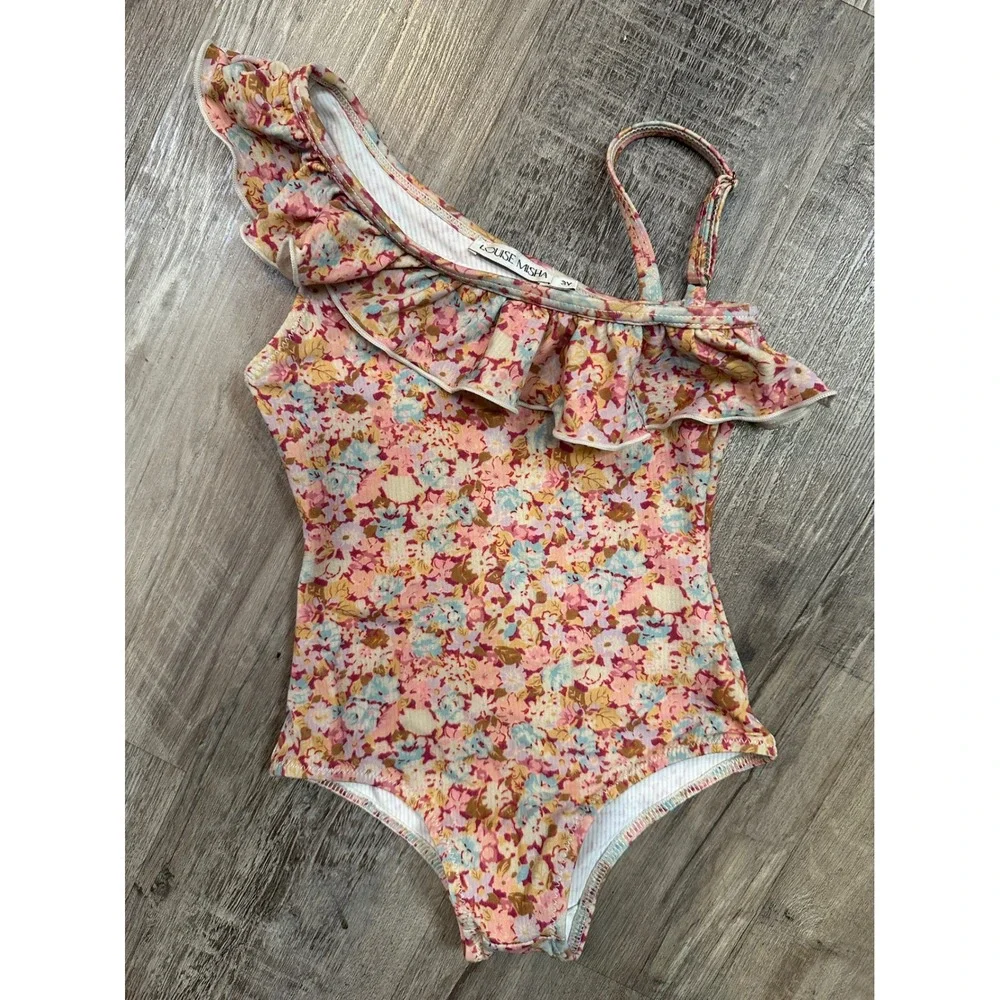 Louise Misha Girls Audrey One Piece‎ Swimsuit Pink Sweet Pastel Floral 3Y SS24